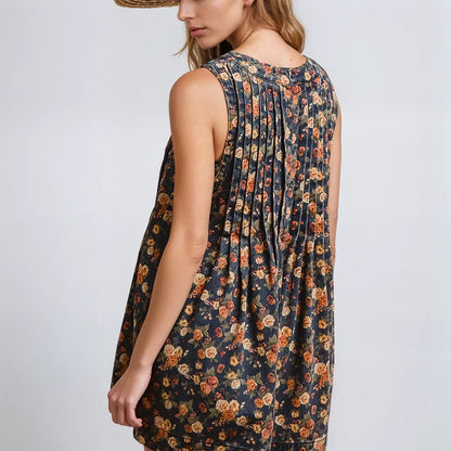 Vintage Bloom Denim Romper