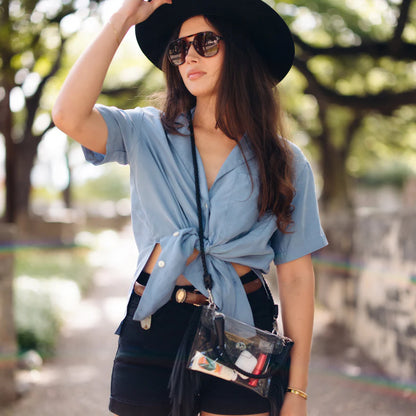 Clear Fringe Crossbody Handbag