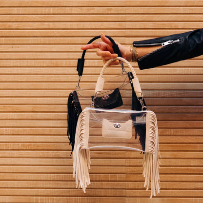 Clear Fringe Crossbody Handbag